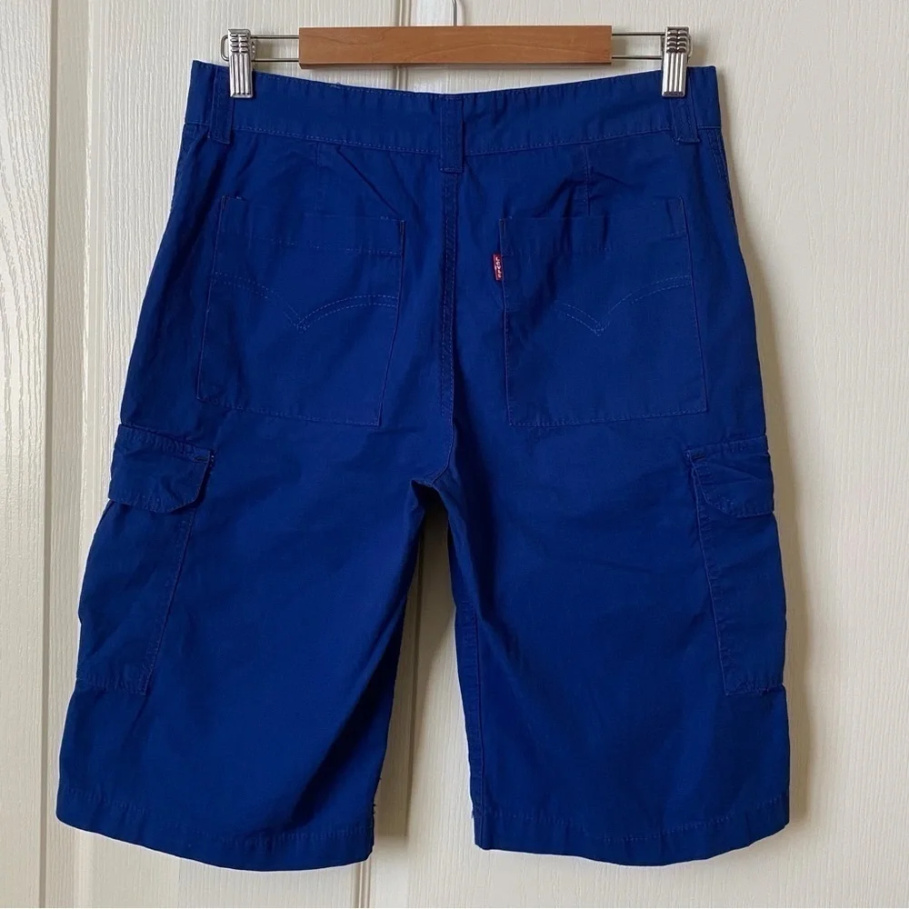 Levi's Boys Blue Ripstop Long Cargo Shorts Relaxed Fit Size 20 Regular
